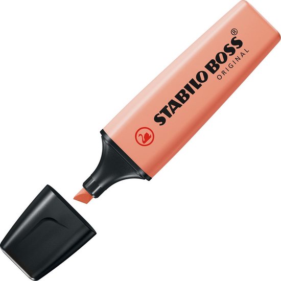 Lichtoranje STABILO BOSS ORIGINAL marker, dop eraf.