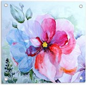 Tuinposter – Aquarel Bloemen Getekend - 50x50cm Foto op Tuinposter  (wanddecoratie voor buiten en binnen)