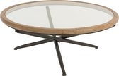 J-Line Tafel Rond Hout/Glas Bruin Large