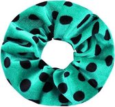 Scrunchie Velvet Groen met zwarte stippen