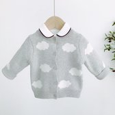 Hii You Gebreid vest met wolken - Maat 80 - babykleertjes - Baby en peuter vest - Trui – Vesten