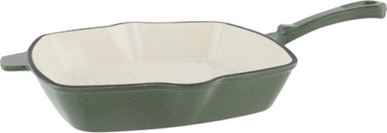 Castard Gietijzeren Grillpan Glansgroen – Grillpan voor Braden, Bakken en Serveren