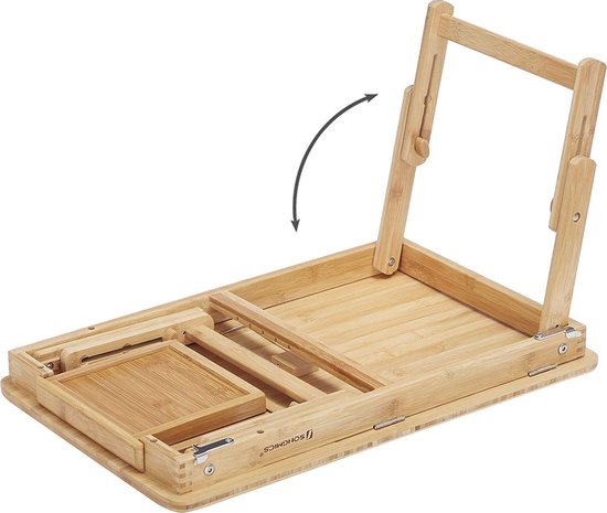 In hoogte verstelbare laptoptafel met lade, opvouwbare notebooktafel van  bamboe,... | bol.com