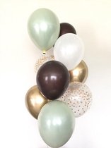 Huwelijk / Bruiloft - Geboorte - Verjaardag ballonnen | Bruin - Groen - Goud - Off-White / Wit - Transparant - Polkadot Dots | Baby Shower - Kraamfeest - Fotoshoot - Wedding - Birthday - Party - Feest - Huwelijk | Decoratie | DH collection