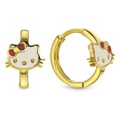 Juwelier Emo - Hello Kitty Oorbellen Goud - 14 Karaat – Diameter 12mm