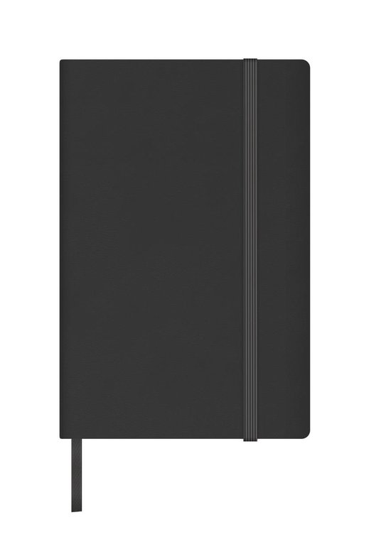Aurora Set van 10 x Notitieboekje/Notebook Softcover zwart A5, gelineerd met elastiek