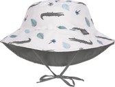Lässig - Omkeerbare UV Bucket hoed voor baby's - Krokodil - Wit - maat 9-12M (48-49CM)
