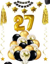 27 jaar verjaardag feest pakket Versiering Ballonnen voor feest 27 jaar. Ballonnen slingers sterren opblaasbare cijfers 27