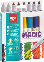 Marqueurs magiques APLI pour Kids | 8 feutres - 12 couleurs