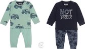 Dirkje SET (2stuks) pyjamas Bio Cotton Groen car en Blauw not tired - 86/92