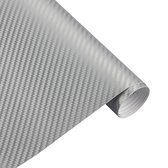 3D Carbon Wrap Folie, Zilver, 150 x 200 cm, Zelfklevend, Carbonfolie, Autowrapfolie