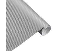 Premium Wrapping Carbonfolie - Auto - Waterproof - Koolstofvezel - 3D Vinyl Carbon Wrap Folie - 127 x 30 cm - Zilver