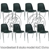 King of Chairs -set van 8- model KoC Elvira antraciet met verchroomd onderstel. Kantinestoel stapelstoel kuipstoel vergaderstoel tuinstoel kantine stapel stoel kantinestoelen stape