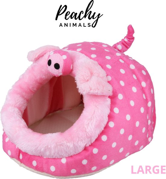 PEACHY® Animals - Cavia Huisje - Large - Roze - Cavia Hok - Knaagdier Huisje - Wasbaar - Uitneembaar Kussentje - Guinea Pig - Rat - Gerbil - Egel
