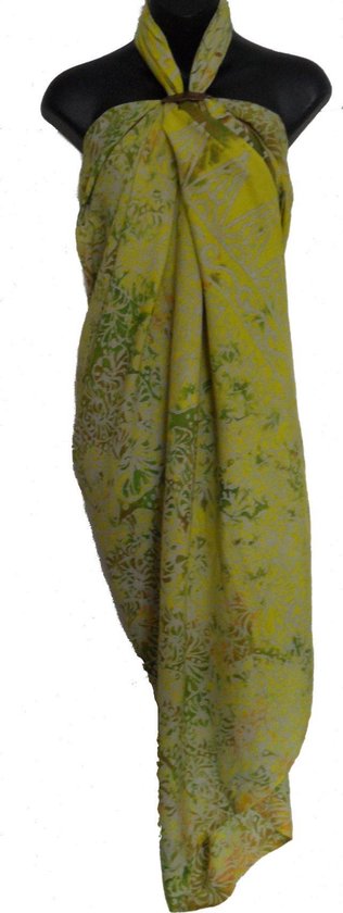 Hamamdoek, pareo, sarong, wikkelrok figuren  patroon lengte 115 cm breedte 180 cm kleuren geel beige oranje bruin wit dubbel geweven extra kwaliteit.