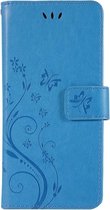 Samsung Galaxy S10 Plus Bookcase - Blauw - Bloemen - Portemonnee Hoesje