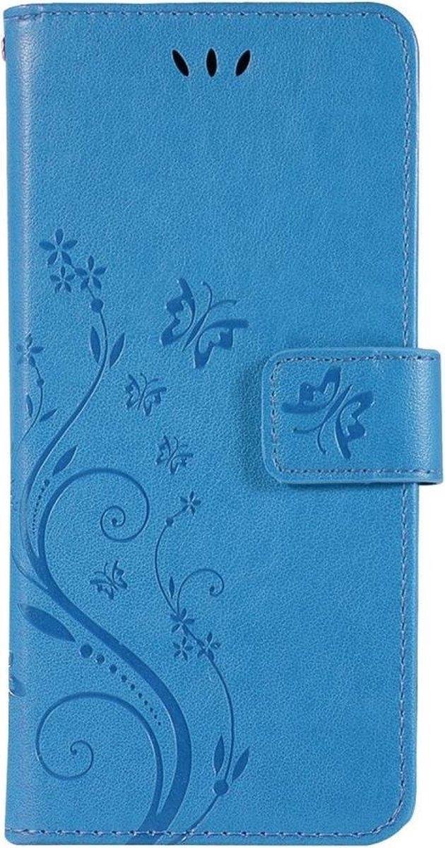 Geschikt voor Samsung Galaxy S10 Plus Bookcase - Blauw - Bloemen - Portemonnee Hoesje