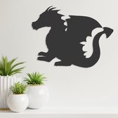 Wanddecoratie - Draak Silhouette - Hout - Wall Art - Muurdecoratie - Zwart - 38 x 29 cm