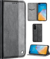 Voor Huawei P40 Business Effen kleurstiksels Multifunctionele horizontale flip lederen tas met beugel en kaartsleuven (grijs)