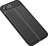 Voor iPhone SE 2020 Litchi Texture TPU schokbestendig hoesje (zwart)