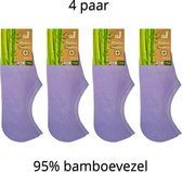 4 paar Bamboe Sneakersokken | Fel Paars | Bamboe | Footies | Unisex | Anti zweet | 35-38 | 100% Ecologisch | Anti transpirant