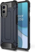 OnePlus 9 hoesje - MobyDefend Dubbelgelaagde Shockproof Pantsercase - Navy blauw - GSM Hoesje - Telefoonhoesje Geschikt Voor: OnePlus 9