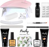 PEACHY ® Paris POLYGEL Kit- Mini/UV Led Lamp - 3 Kleuren Wit 30gr + 3 Nail Stickers - Gellak - Nageldroger Nagellak Set - Starterspakket Starterpack Start pakket - Gel Nagellak - Nagelverleng