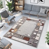 Tapiso Laila Vloerkleed Grijs Beige Lijnen Woonkamer Tapijt Maat- 120x170