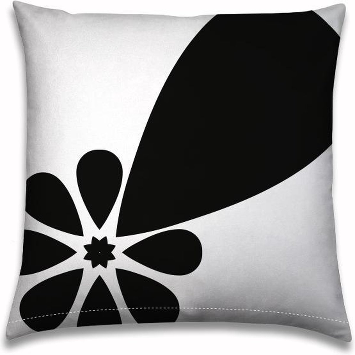 Buitenkussen | 50x50cm | Zwart-wit | Bloem Stilistisch | Outdoor |Tuinkussen | Sloepkussen | Bootkussen