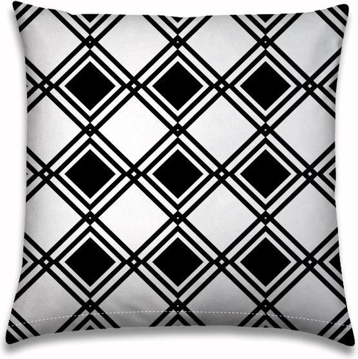 Buitenkussen | 50x50cm | Zwart-wit | Ruit en lijnen |Outdoor |Tuinkussen | Sloepkussen | Bootkussen
