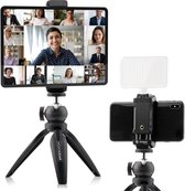 MOJOGEAR Thuiswerk-set voor tablet/iPad & smartphone: verstelbaar tafelstatief + houder voor telefoon & tablet - Tot 20 cm hoog - Maximale breedte tablet 18,3 cm - Zwart