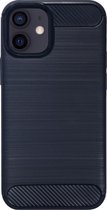 BMAX Carbon soft case hoesje geschikt voor Apple iPhone 12 Mini / Soft cover / Telefoonhoesje / Beschermhoesje / Telefoonbescherming - Blauw