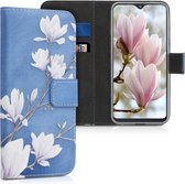 kwmobile telefoonhoesje voor Samsung Galaxy A20e - Hoesje met pasjeshouder in taupe / wit / blauwgrijs - Magnolia design
