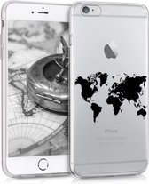 kwmobile telefoonhoesje voor Apple iPhone 6 Plus / 6S Plus - Hoesje voor smartphone in zwart / transparant - Wereldkaart design