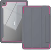 Tablet Hoes geschikt voor Samsung Galaxy Tab A7 (2020) - Tri-Fold Book Case met Transparante Back Cover en Pencil Houder - 10.4 Inch - Roze/Grijs