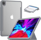 Apple iPad Pro 12.9 (2018/2020) Hoes - Tri-Fold Book Case met Transparante Back Cover en Pencil Houder - Grijs