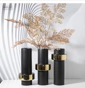 Set van Drie Cilindrische Vazen- Keramiek- Grote Vazen : 3st. x 32,3 x 14,6 cm