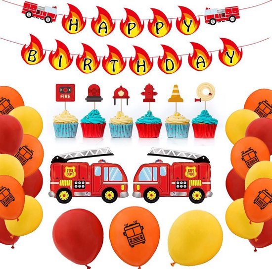Gedwongen Meer dan wat dan ook Vergelding 48 delig verjaardagset - Thema: brandweer wagen - Versiering voor  feestjes,... | bol.com