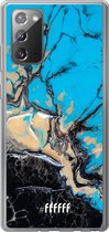 Samsung Galaxy Note 20 Hoesje Transparant TPU Case - Blue meets Dark Marble #ffffff
