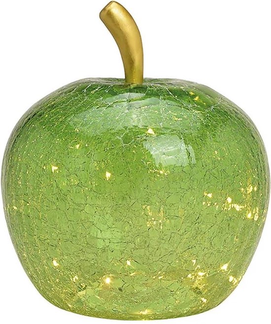 Glazen groene appel met 40 LED-verlichting, 27 cm | bol.com