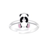 Joy|S - Zilveren Panda ring verstelbaar voor kinderen