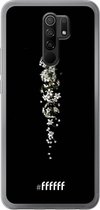 6F hoesje - geschikt voor Xiaomi Redmi 9 -  Transparant TPU Case - White flowers in the dark #ffffff