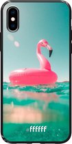 iPhone X Hoesje TPU Case - Flamingo Floaty #ffffff