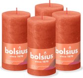 Bolsius - Rustieke Kaars - 4 Stuks - Oranje - Earthy Orange - 13cm
