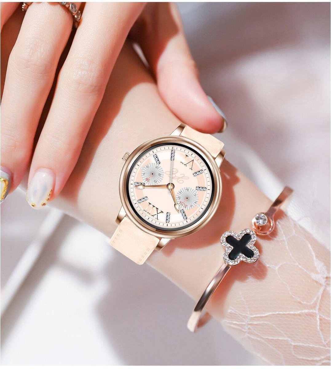 Valante Fem-Fit2 Smartwatch - Smartwatch Dames - Rosé goud staal - 40 mm  -... | bol