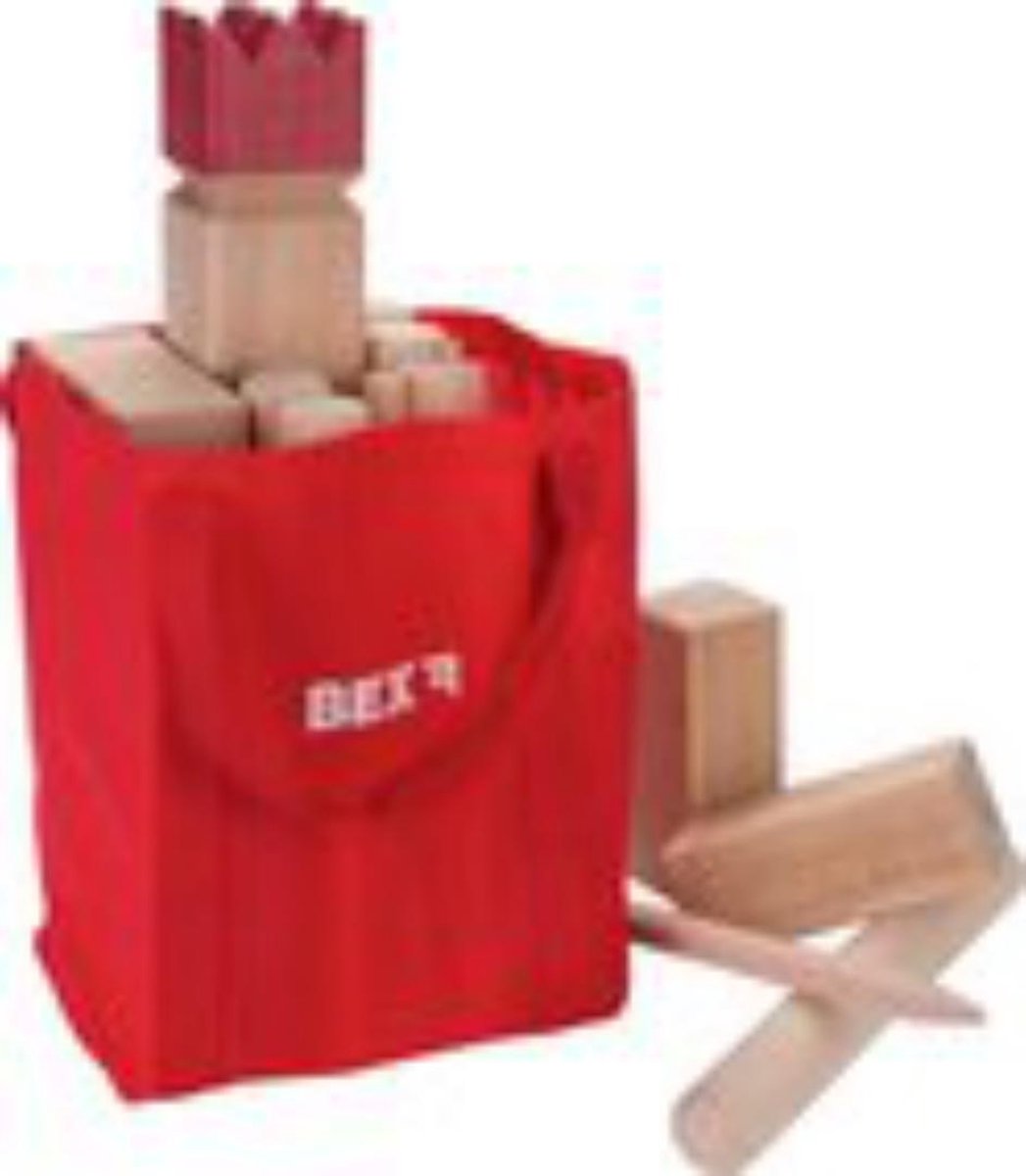 Bex Sport Original Kubb Rode Koning -Rubberhout inclusief houten opbergkrat — afbeelding 8