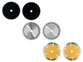 Parkside Zaagbladenset - 6-delige Zaagbladenset voor je Insteekzaag - Diameter 89 cm - 1x HSS-cirkelzaagblad (80 tanden) 1x HSS-cirkelzaagblad (60 tanden) 2x zaagbladen met diamant (15-25%) 2x TCT-zaagbladen (30 tanden)