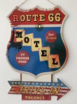 Metalen wandbord groot Route 66 Motel