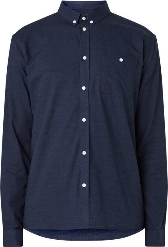 Les Deux Luc Basketweave Shirt / Overhemd - Dark Navy - Maat XL | bol.com