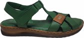 Manlisa velcro 3 kruisjes platte lederen comfort sandalen S147-20-1725 groen mt 39